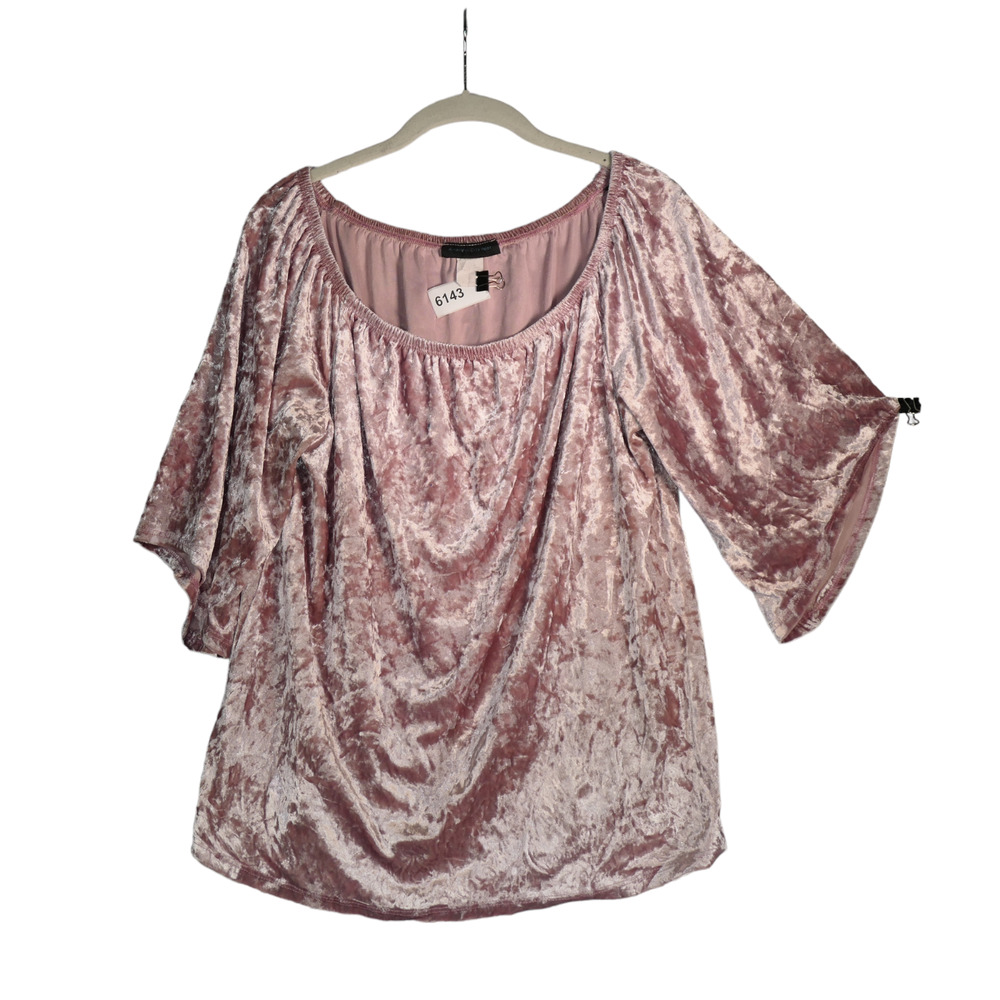 American City Wear Sweater Womens Extra Large Pink Stretch Crushed Velvet Velour